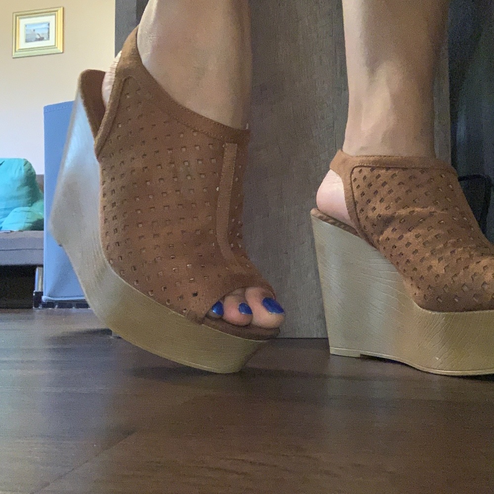 Brown Suede Platform Wedges